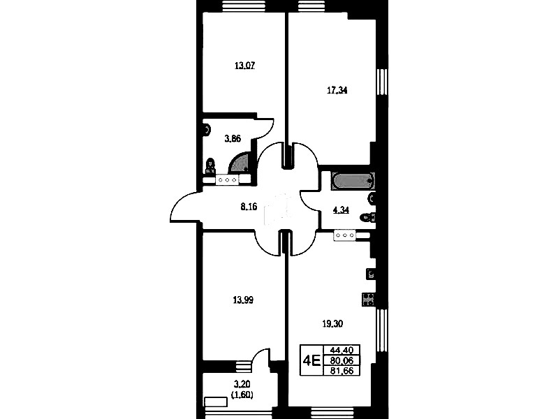 3-комнатная квартира 82.9 м², 8/10 эт., ЖК «VEREN NEXT Шуваловский»